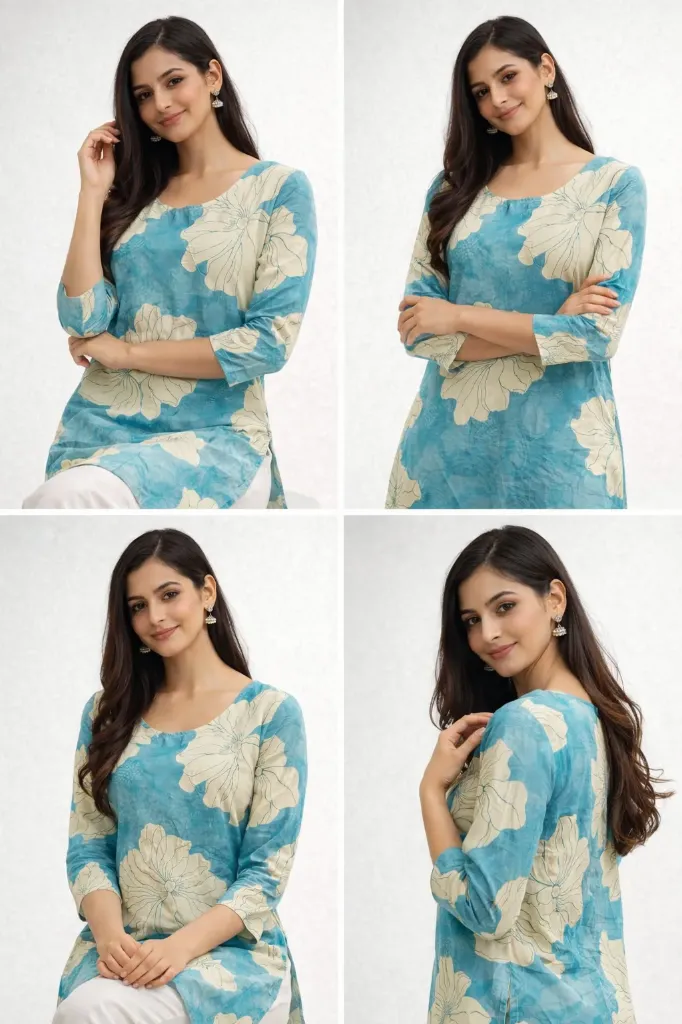 Floral Printed Straight Kurti. (M)