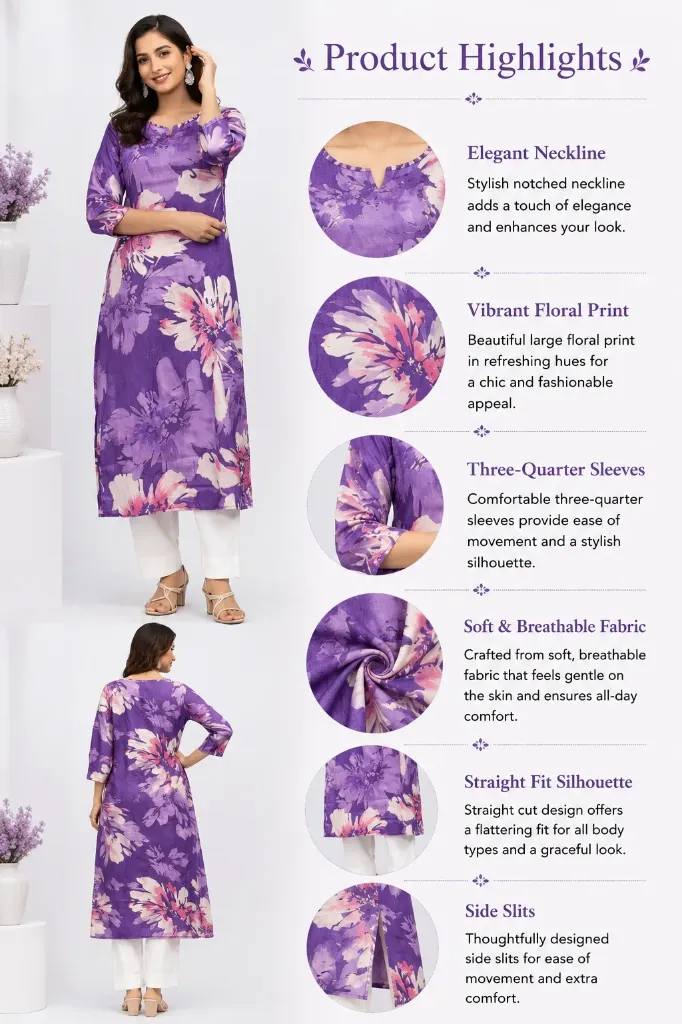Orchid Breeze Designer Kurta (M)