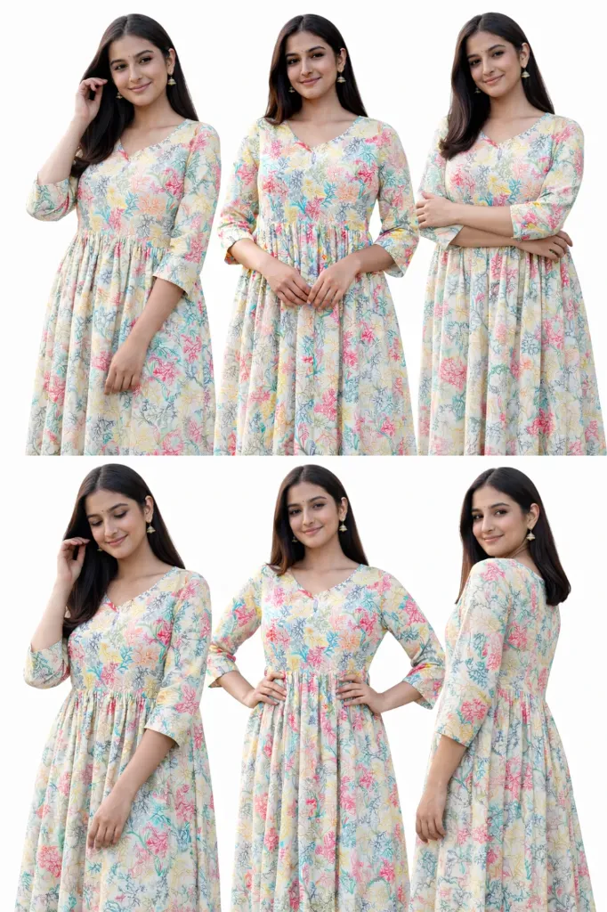 Floral Printed Long Frock Suit (M)