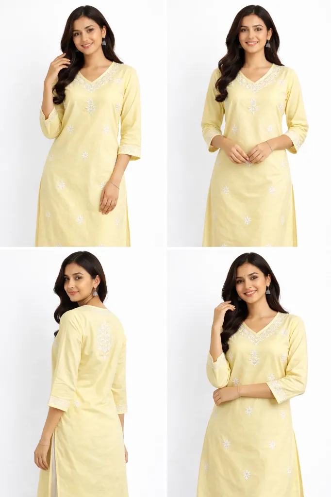 Sunshine Whisper Embroidered Kurti. (M)