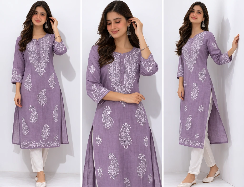 Lavender Paisley   Straight Kurti (M)